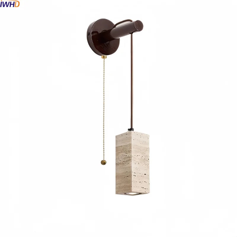 Axyaa LED Wall Light for Wabi Sabi Home Decor - Yellow Travertine Bedroom Design