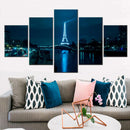 Eiffel Tower Night Paris France Wall Art by Axyaa - 5-Piece Modular Picture Set