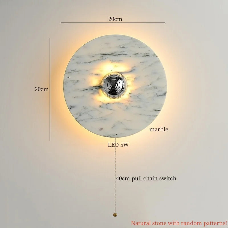 Axyaa Circular Marble LED Wall Lamp Modern Nordic Interior Lighting