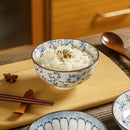 Axyaa Blue and White Hand-Painted 4.5" Ceramic Rice Bowl, Vintage Style Home Use