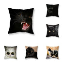 Axyaa Black Cat Cushion Cover for Sofa, Car, Office, Game Chair - Cute & Funny