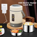 Axyaa Heated Lunch Box: USB Rechargeable Stainless Steel Food Warmer, 65℃ Thermal