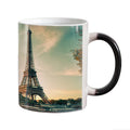 Axyaa Eiffel Tower Heat Reveal Ceramic Coffee Mug, Color Changing Magic Tea Cup, 11oz