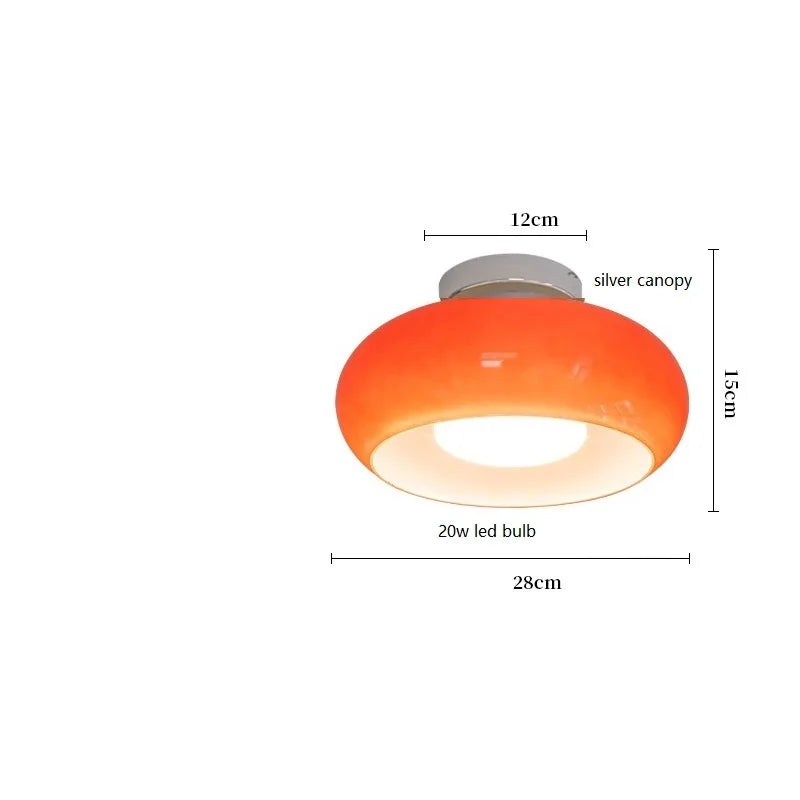 Axyaa Nordic Modern LED Ceiling Lamp with Copper Yellow Glass Lampshade