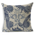 Axyaa Peacock Feather Linen Cushion Cover 45x45cm for Sofa Bed Decor