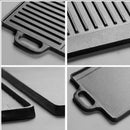 Axyaa Cast Iron Double-Sided Barbecue Tray with Striped Iron Plate