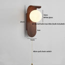 Axyaa Amber Glass Wood Bedside LED Wall Lamp Vintage Bedroom Retro Design