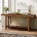 Axyaa 2-Tier Extra Long Wood Console Table, Narrow Sofa Entryway Table with Storage