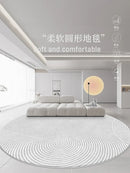 Axyaa Modern Art Minimalist Round Rug for Living Room Decor and Bedroom Carpet