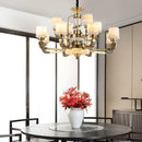 Axyaa Luxury Jade Copper Chandelier for Living Room Dining Hall Villa