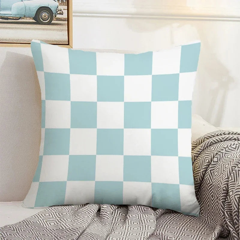 Axyaa Checkerboard Pillow Cases 45x45 Set of 2 Decorative Cushion Covers