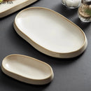 Axyaa Oval Ceramic Fish Plate: Stylish Tableware for Steaming, Barbecue, Sushi, Desserts