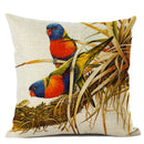 Axyaa Elegant Floral Bird Pattern Linen Cushion Cover 45x45cm for Living Room Sofa