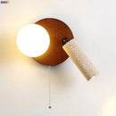 Axyaa Vintage LED Wall Sconce, Rotatable Yellow Travertine Lamp for Bedroom, Living Room