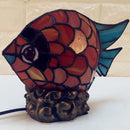 Axyaa Small Fish Tiffany Glass Table Lamp - LED Desk Light for Home Decor
