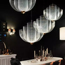Axyaa Metal Grid LED Chandelier Geometric Hollow Pendant, Dimmable Iron Lighting