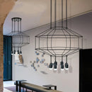 Axyaa Black Acrylic LED Pendant Chandelier | Modern Minimalist Line Design Indoor Lighting