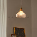 Axyaa Nordic Glass Copper Pendant Lamp with Walnut Wood Finish