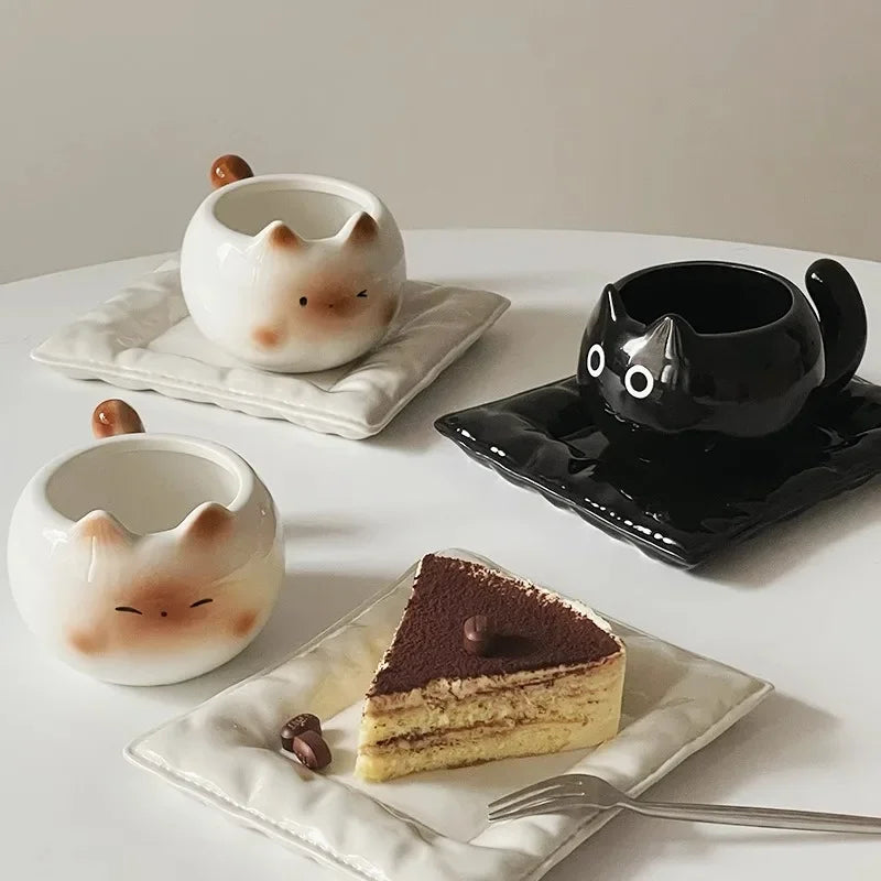 Axyaa Siamese Cat Ceramic Mug - Creative Coffee Cup for Home & Office