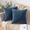Soft Corduroy Striped 18x18 Inch Throw Pillow Covers for Winter Home Decor - Axyaa