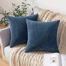 Soft Corduroy Striped 18x18 Inch Throw Pillow Covers for Winter Home Decor - Axyaa