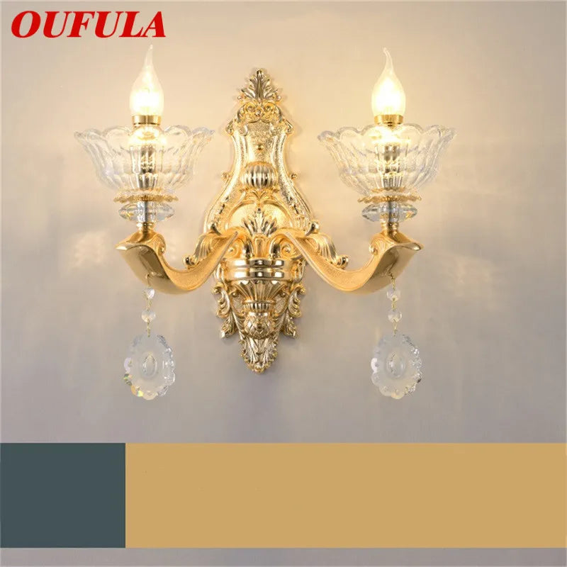 Luxury Gold Crystal Wall Sconce LED Lamp for Home, Bedroom, Living Room by Axyaa