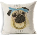 Axyaa French Bulldog Print Linen Throw Pillowcase for Home and Car Decor