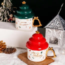 Axyaa Ceramic Christmas Tree Mug with Gold Wind Chime Handle