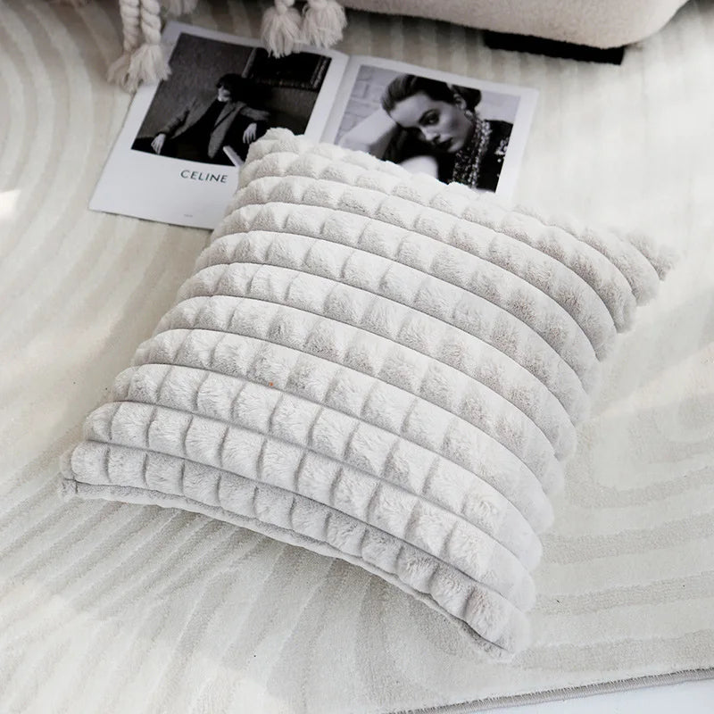 Axyaa Soft Fringed Chenille Pillow Cover with Tree Animals Print