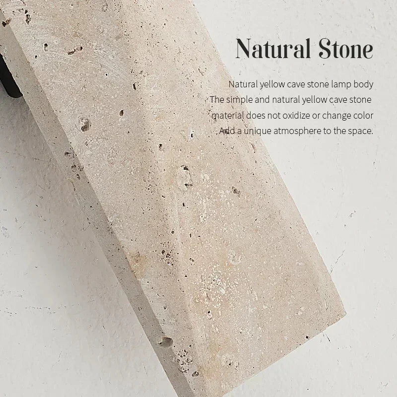 Axyaa Yellow Travertine Stone Japanese Style LED Wall Lamp