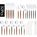 Axyaa Western Stainless Steel Cutlery Set with Imitation Wooden Handle