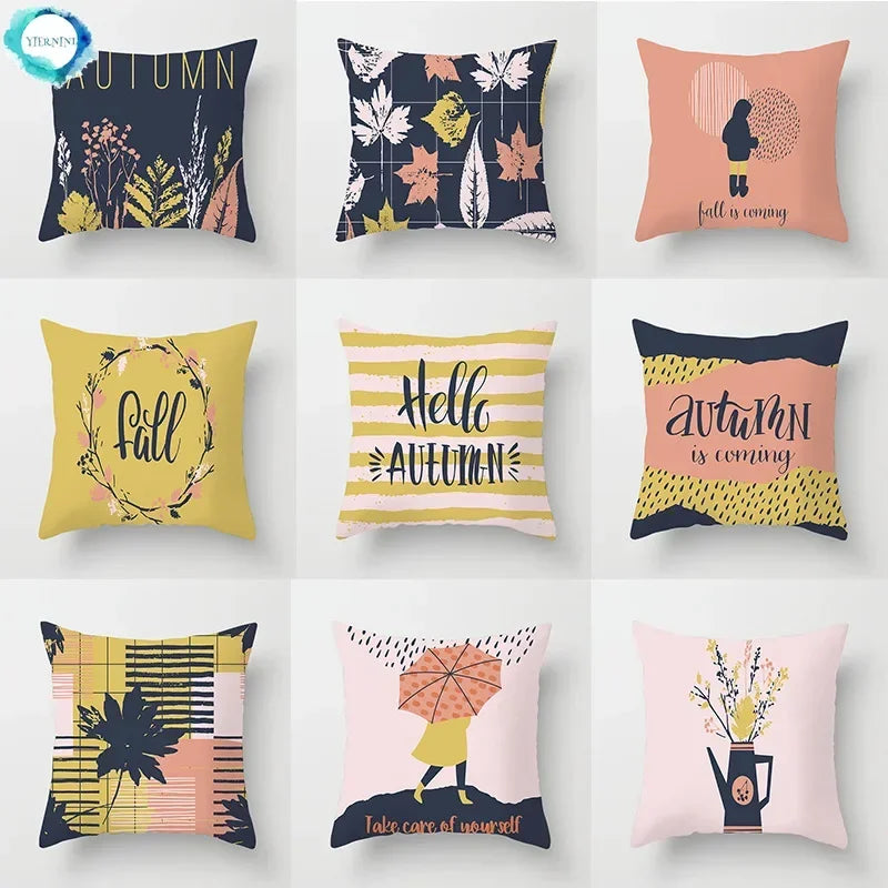 Axyaa Autumn Cartoon Pillowcase 45X45CM for Home Sofa Decor