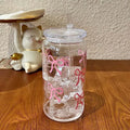 Axyaa 500ml Bow Plastic Cup with Lid & Straw, Mason Jar Shaped Tumbler for Coffee, Juice & More