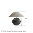 Wabi-sabi Retro Ceramic Table Lamp with Fabric Shade for Home Decor by Axyaa