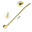 Axyaa Stainless Steel Reusable Colorful Straw Spoon for Cocktails and Coffee