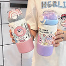 Axyaa Kids 500ml Insulated Stainless Steel Water Bottle with Straw Handle