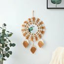 Round Macrame Fringe Mirror - Axyaa Decorative Wall Ornament for Home, Bedroom, Living Room
