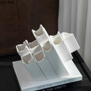 Axyaa Geometric Ceramic Vase Desktop Flower Arrangement Ornament Art Crafts Hydroponic Decor