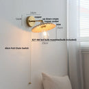 Axyaa Walnut Wood LED Wall Light Fixture with Pull Chain Switch