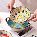 Axyaa Japanese Ceramic Binaural Soup Bowl Large Salad Bowl Ramen Noodles Dish
