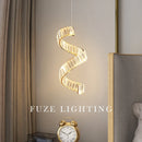 Axyaa Wave Steel Luxury LED Chandelier with K9 Crystals - Dimmable Home Luminarias