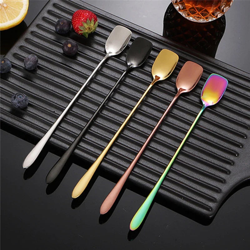 Axyaa Stainless Steel Square Head Spoon Teaspoons - Kitchen Tableware Mixing Spoons