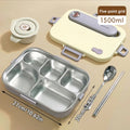 Axyaa Stainless Steel 5-Compartment Lunch Box Set with Bowl & Cutlery