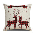 Axyaa Christmas Linen Print Throw Pillow Cover for Home Sofa, Living Room and Bedroom