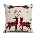 Axyaa Christmas Linen Print Throw Pillow Cover for Home Sofa, Living Room and Bedroom
