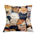 British Cat Golden Retriever Print Linen Cushion Cover - Axyaa Home Decor