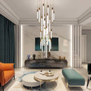 Axyaa Luxury Gold/Black Staircase Chandelier for Modern Living Spaces