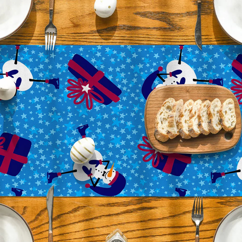 Snowman Tree Table Runner Kitchen Dining Decor by Axyaa