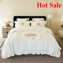 Axyaa Pink Embroidery Bedding Set Double King Queen Size with Duvet Cover & Sheets