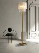 Axyaa Clear Glass Crystal Floor Lamp: Luxe Standing Light for Home Decor & Bedside